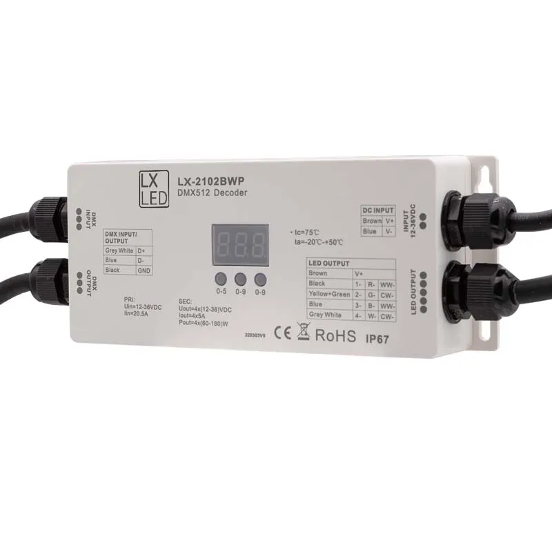 [LX-2102BWP] LX LED - Driver Led - DMX-PWM - IP67- 4 x 5A