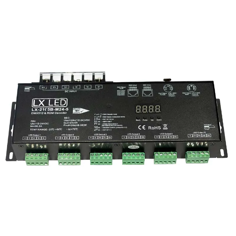 LX LED - Driver Led - 6 x sorties RVBW - Pilotable DMX - 24 x 4A